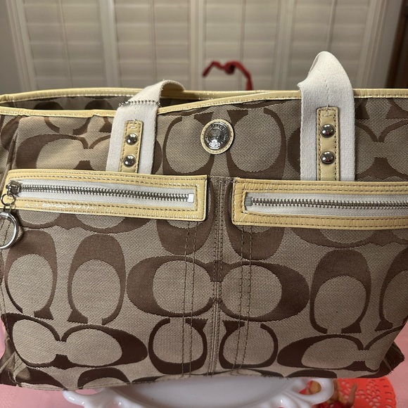 New! Coach Brown Canvas Diaper Bag - Picture 3 of 13